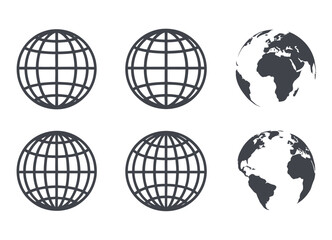 Globe Icon Symbol Set Vector for Web and Homepage