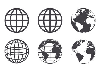 Globe Icon Symbol Set. Website, Homepage, and Go To Web Vector Icons.