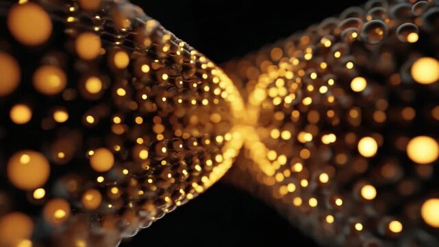 Illuminated DNA Helix: The intricate spiral of a DNA helix is vividly depicted, with glowing particles accentuating the complex structure, which represents the essence of life's code.