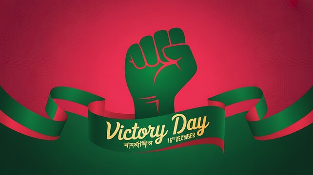 Victory day celebration with bangladesh flag and stars - Powered by Adobe