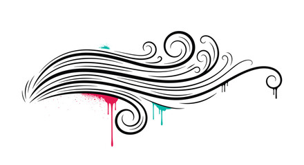 Fototapeta premium Abstract swirling lines with paint splatters suggesting artistic expression and freedom.