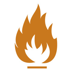 A stylized illustration of a fire with orange flames. The image represents the concept of heat and energy