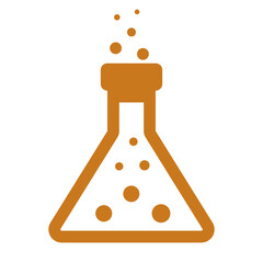 Science lab flask icon with bubbling liquid, representing experimentation and scientific research