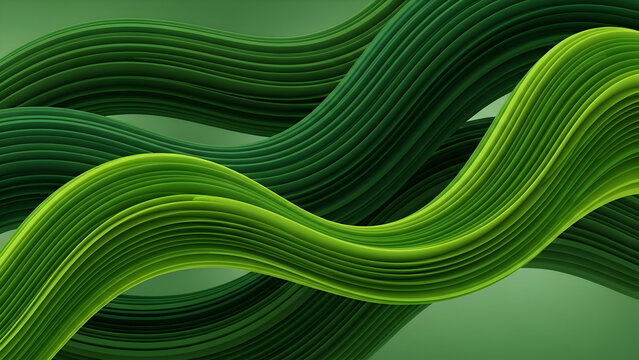 Vibrant Green Abstract Flow Background Smooth Layered Wave Design