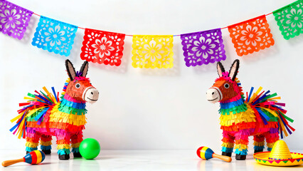 Piñata party fiesta celebration mexican culture tradition colorful donkey decoration holiday cinco de mayo festival fun event birthday game surprise candy paper mache bright festive