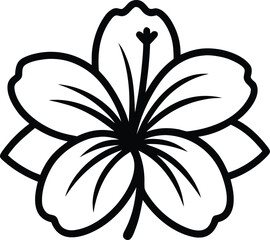 Hibiscus Flower Line Art | Tropical Floral Blossom Icon