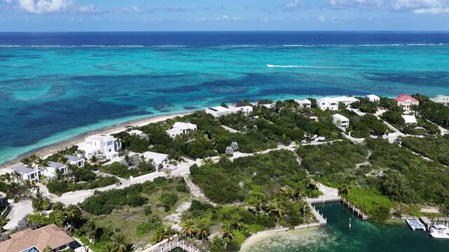 Gracie Bay Beach At Providenciales In Turks And Caicos England. Beach Landscape. Shades Of Blue Watercolor. Travel Destination. Gracie Bay Beach In Turks And Caicos. Nature Seascape.