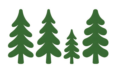 Obraz premium Four green pine tree shape isolated on transparent background