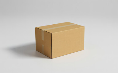Obraz premium A clean, professional studio shot of a cardboard box with tape, perfect for packaging, delivery, or logistics-related content.