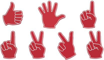 Fototapeta premium Foam Hand Gesture Vector with Red Finger Signs