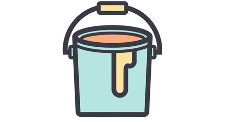 Illustration of a paint bucket with a handle and paint dripping down the side.