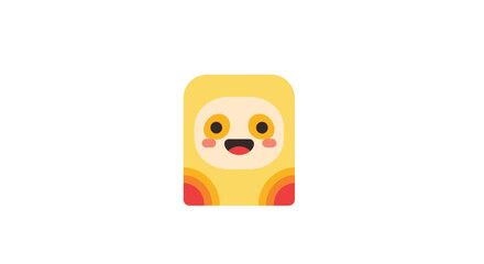 A cheerful, cartoonish, yellow character with a smiling face and orange eyes.