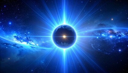 Bright blue planet, abstract illustration