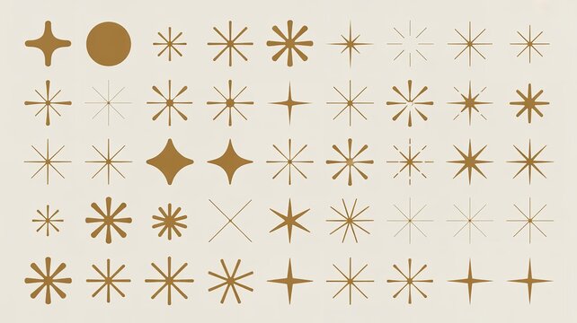 Retro starbursts and geometric shapes on a cream background
