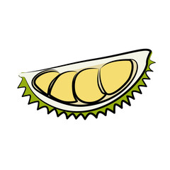Simple Hand Drawn Slice of Durian Fruit Vector Icon