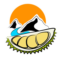 Tropical Durian Fruit Landscape Vector Illustration