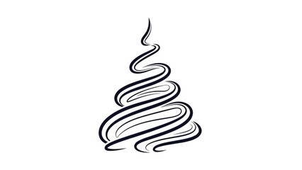 Elegant abstract christmas tree design with flowing dark lines on a white background evoking a sense of festive motion and minimalist holiday spirit