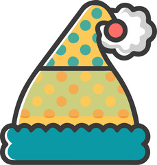 Classic Santa Hat Vector Illustration with Offset Fill Design Style