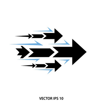 Dynamic arrow cluster moving forward with speed effect, symbolizing progress, growth, and momentum, perfect for business, tech, or marketing designs