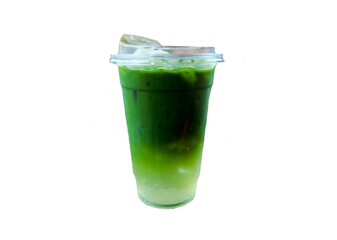 Matcha tea on white background