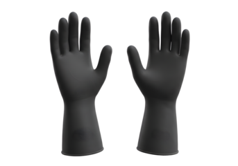 Professional black rubber gloves for cleaning, gardening, or medical use, promising safety and hygiene, designed for protection and sanitation, perfect for any task