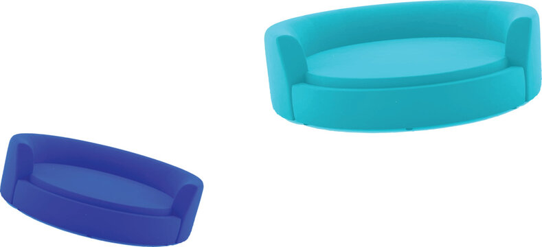  The bed on the left is dark blue, which conveys a sense of depth and sophistication, often associated with calmness and stability.