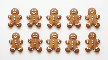 Six Gingerbread Men with White Icing Decorations