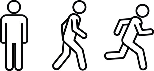 Stick figure walking running progression sequence illustration