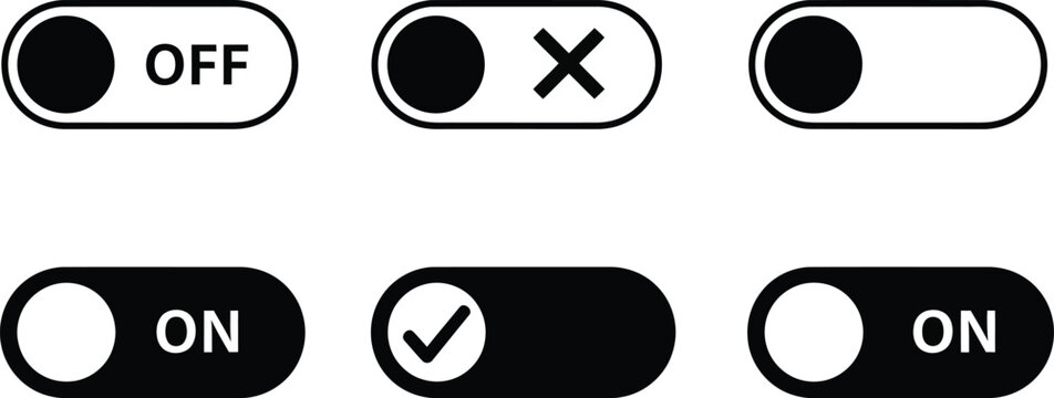 Toggle switches in on and off positions illustration