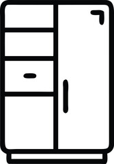 Black outline kitchen storage cabinet with door drawers