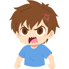 illustration of a cartoon angry boy in isolated white background