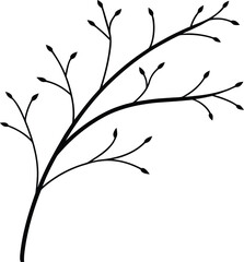 Thin black line art branch with buds vector minimal