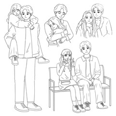 coloring page lovely couple 