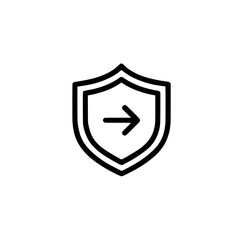 Shield icon with right arrow symbolizing forward security protection and modern safety direction