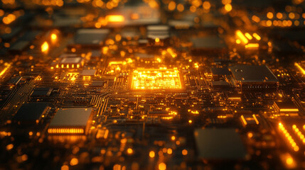 Endless travel through a glowing circuitboard environment, symbolizing digital networks, futuristic technology, virtual pathways, innovation, and immersive high-tech concepts in a continuous looping d