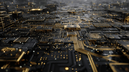 Endless travel through a glowing circuitboard environment, symbolizing digital networks, futuristic technology, virtual pathways, innovation, and immersive high-tech concepts in a continuous looping d