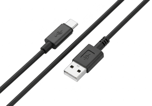 Usbc to usba cable isolated on transparent background