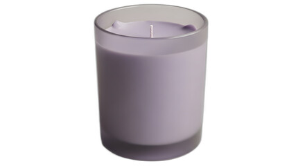 Lavender aromatherapy candle wax glass home decor fragrance relaxation scent spa light purple ambiance  99charac on transparent background