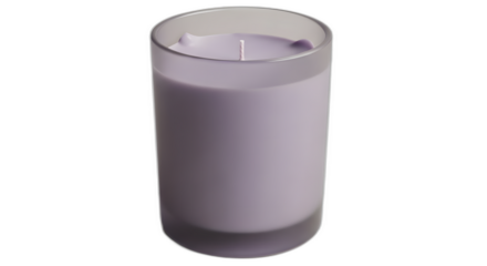 Lavender aromatherapy candle wax glass home decor fragrance relaxation scent spa light purple ambiance  99charac on transparent background