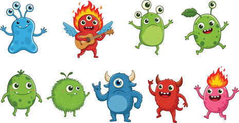 Obraz premium Colorful Cartoon Monsters Characters