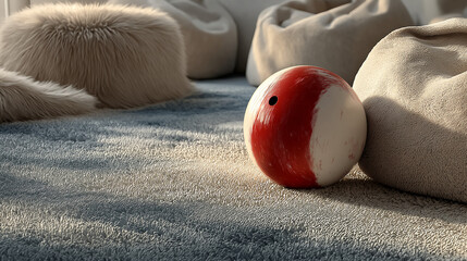 Minimalistic bowling ball resting sport equipment recreation game modern design generated AI