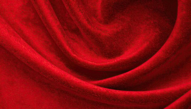 Abstract Red Fabric Folds with Textured Surface and Dramatic Lighting.