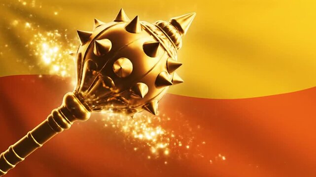 Lord Hanuman, Hanuman&rsquo;s gada shining with soft divine aura, gentle sparkles drifting, minimalistic but powerful spiritual atmosphere