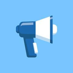 Flat Vector Illustration Blue Megaphone