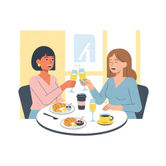 Celebrating Friendship: Two Women Toasting with Champagne at Brunch
