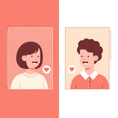 Online Dating Profile Vector Portraits for App or Website