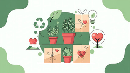Eco-Friendly Gifts and Sustainable Living Illustration Concept