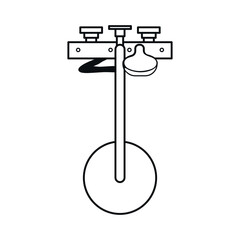 Shower system with rigid riser. Watering can in the bathroom or shower, faucet. View from above. Suitable for apartment layouts and CAD drawings