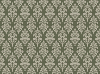 soft green and white damask pattern design elegant folk baroque ornament background interior wall painting print