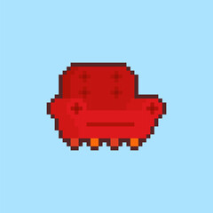 Pixel art Red Sofa game asset design